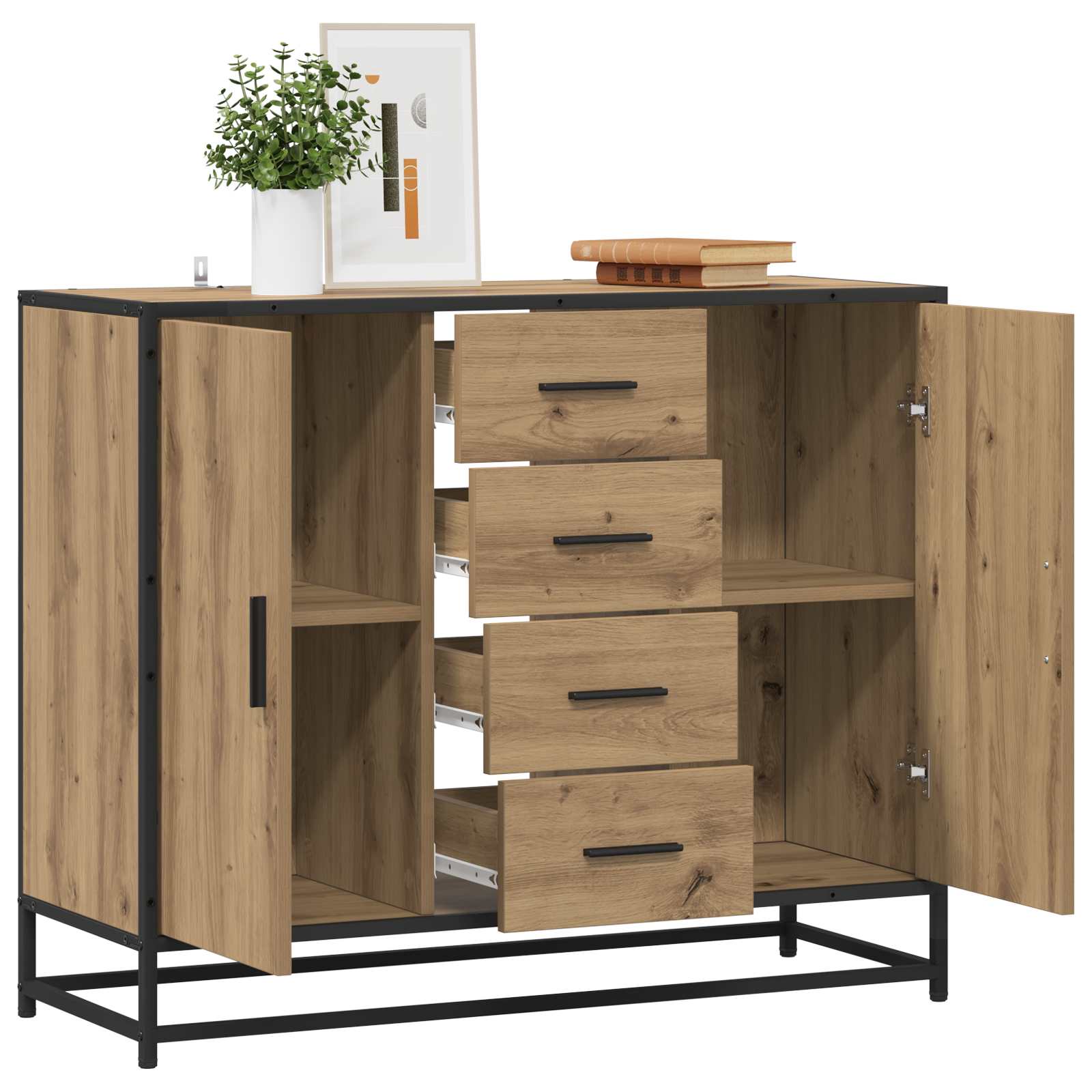 Sideboard Artisan-Eiche 92 x 35 x 76 cm Holzwerkstoff