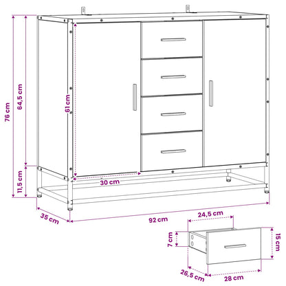 Sideboard Artisan-Eiche 92 x 35 x 76 cm Holzwerkstoff