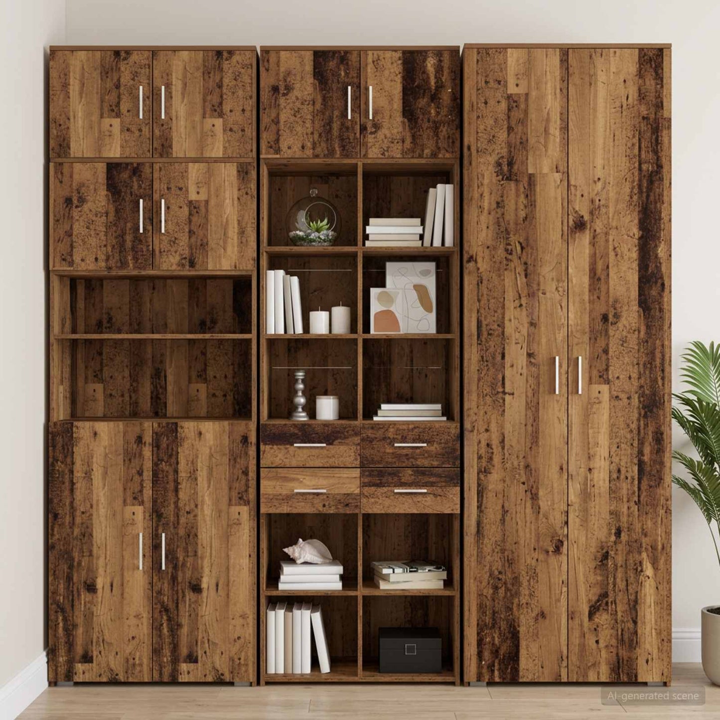 Lagerschrank mit Regalen Altholz 70 x 42,5 x 225 cm