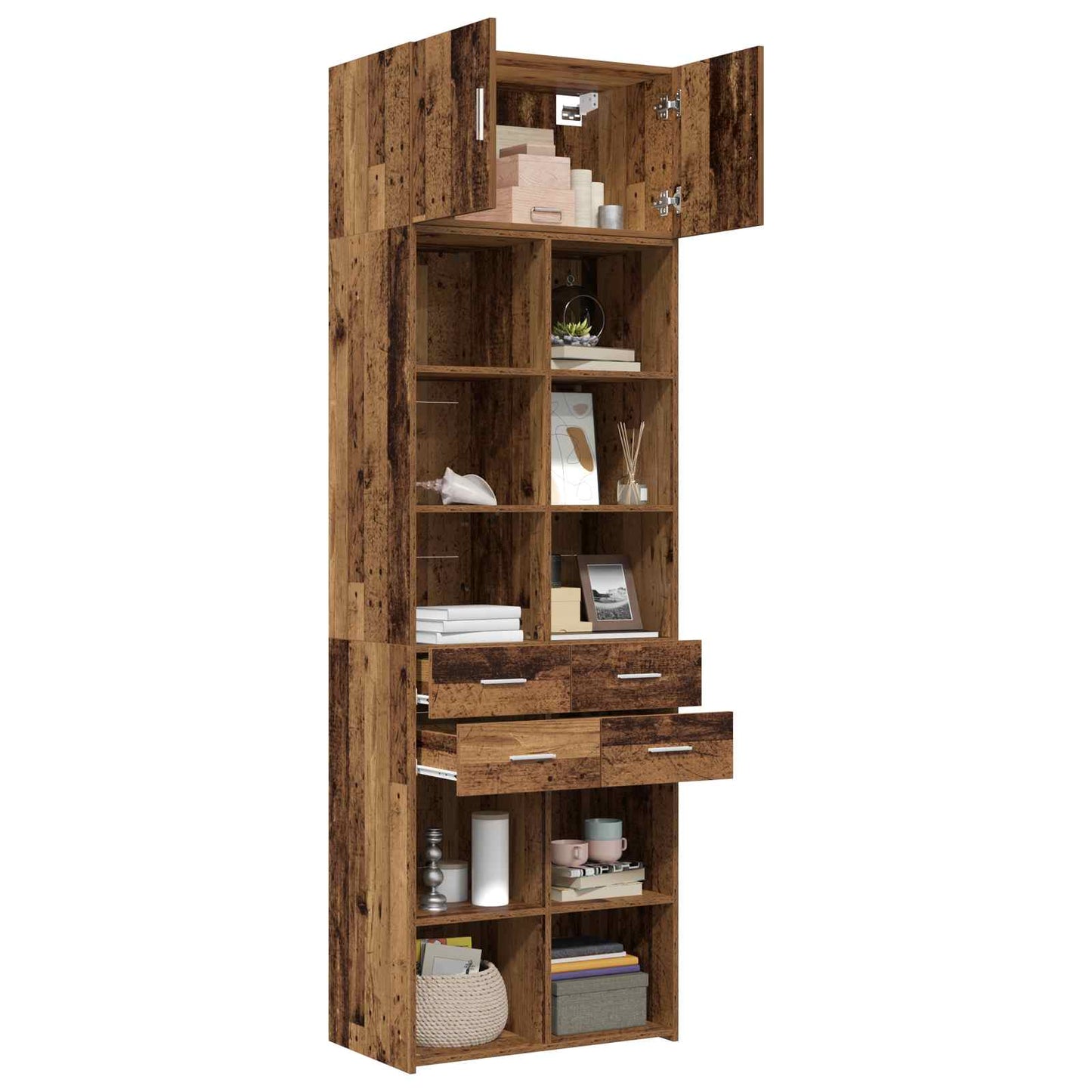 Lagerschrank mit Regalen Altholz 70 x 42,5 x 225 cm
