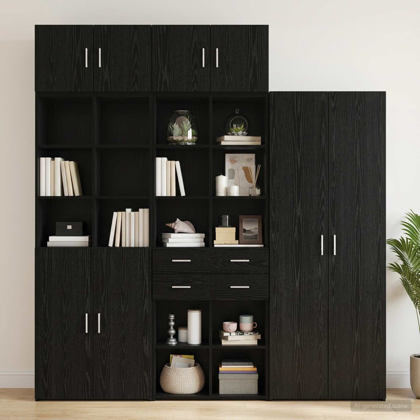 Lagerschrank mit Regalen Schwarze Eiche 70 x 42,5 x 225 cm