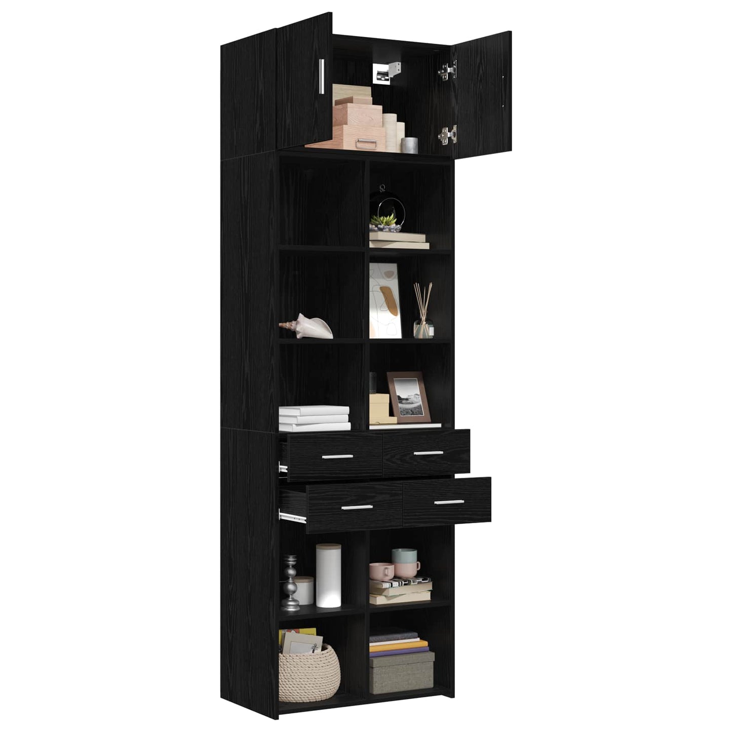 Lagerschrank mit Regalen Schwarze Eiche 70 x 42,5 x 225 cm