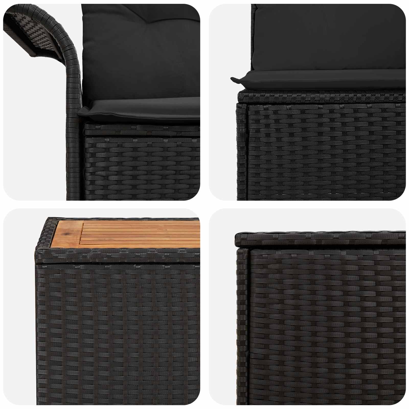 Sofa Set 6 stk. Schwarz Polyrattan und Stahl