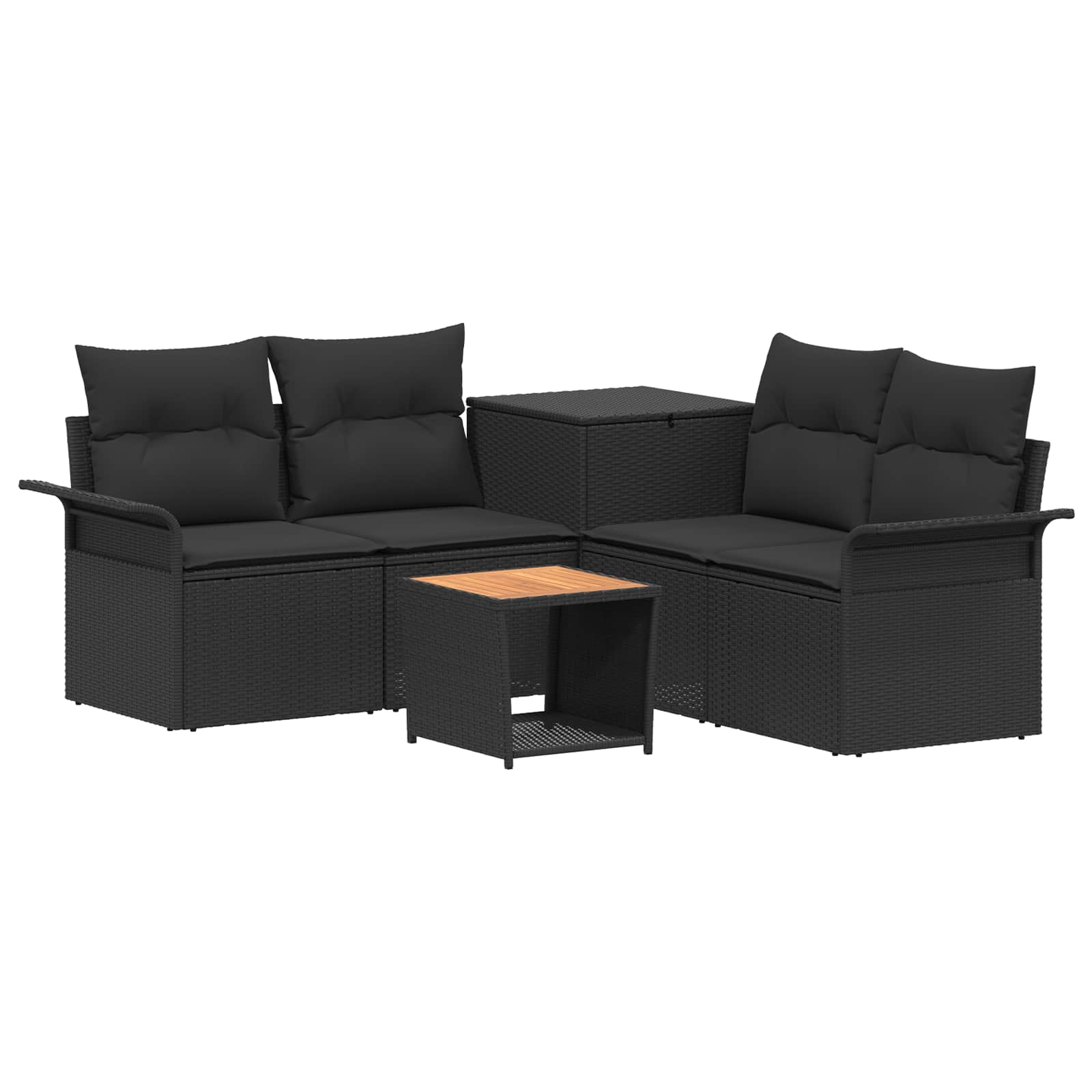 Sofa Set 6 stk. Schwarz Polyrattan und Stahl