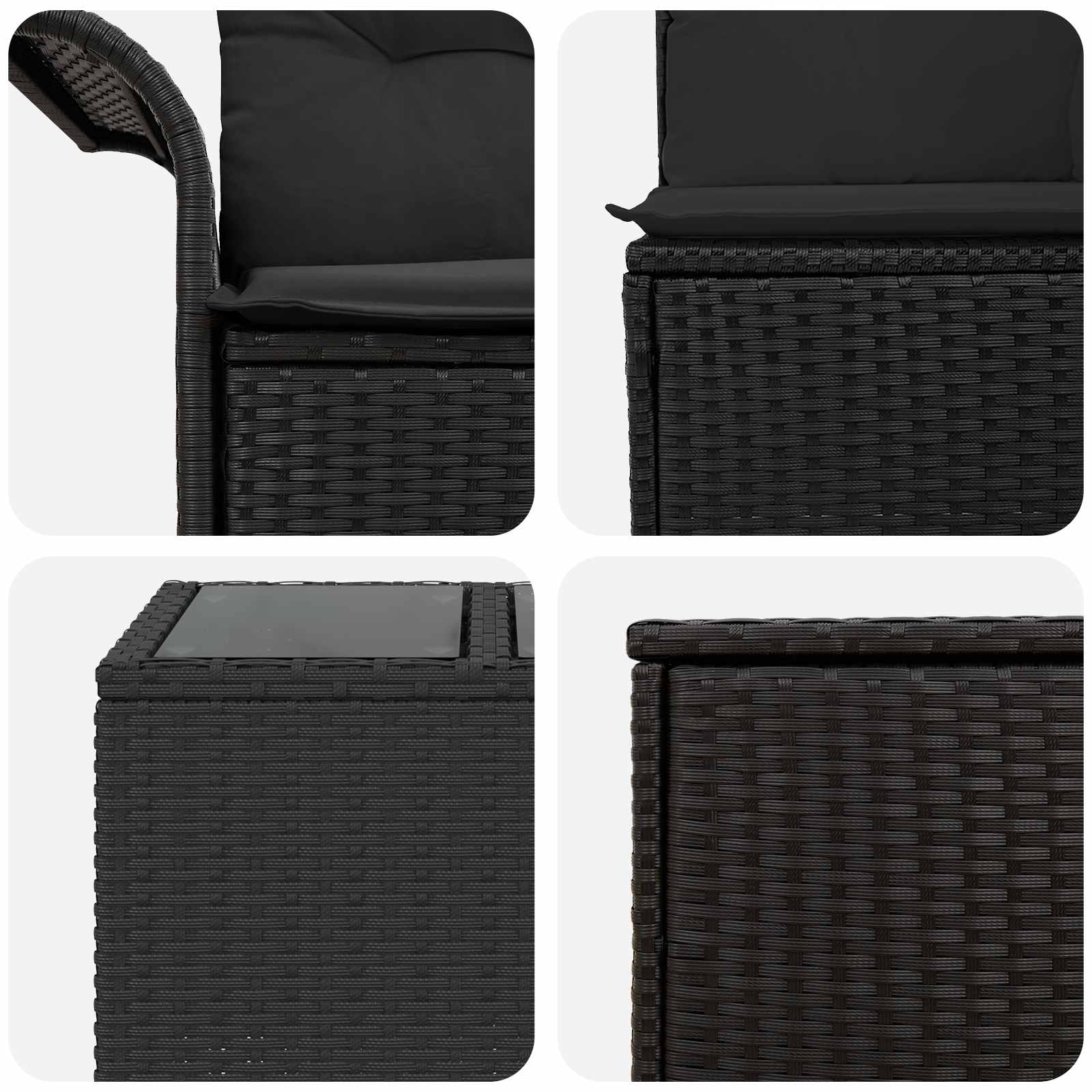 Sofa Set 6 stk. 4-Sitzanzahl Schwarz Polyrattan und Stahl