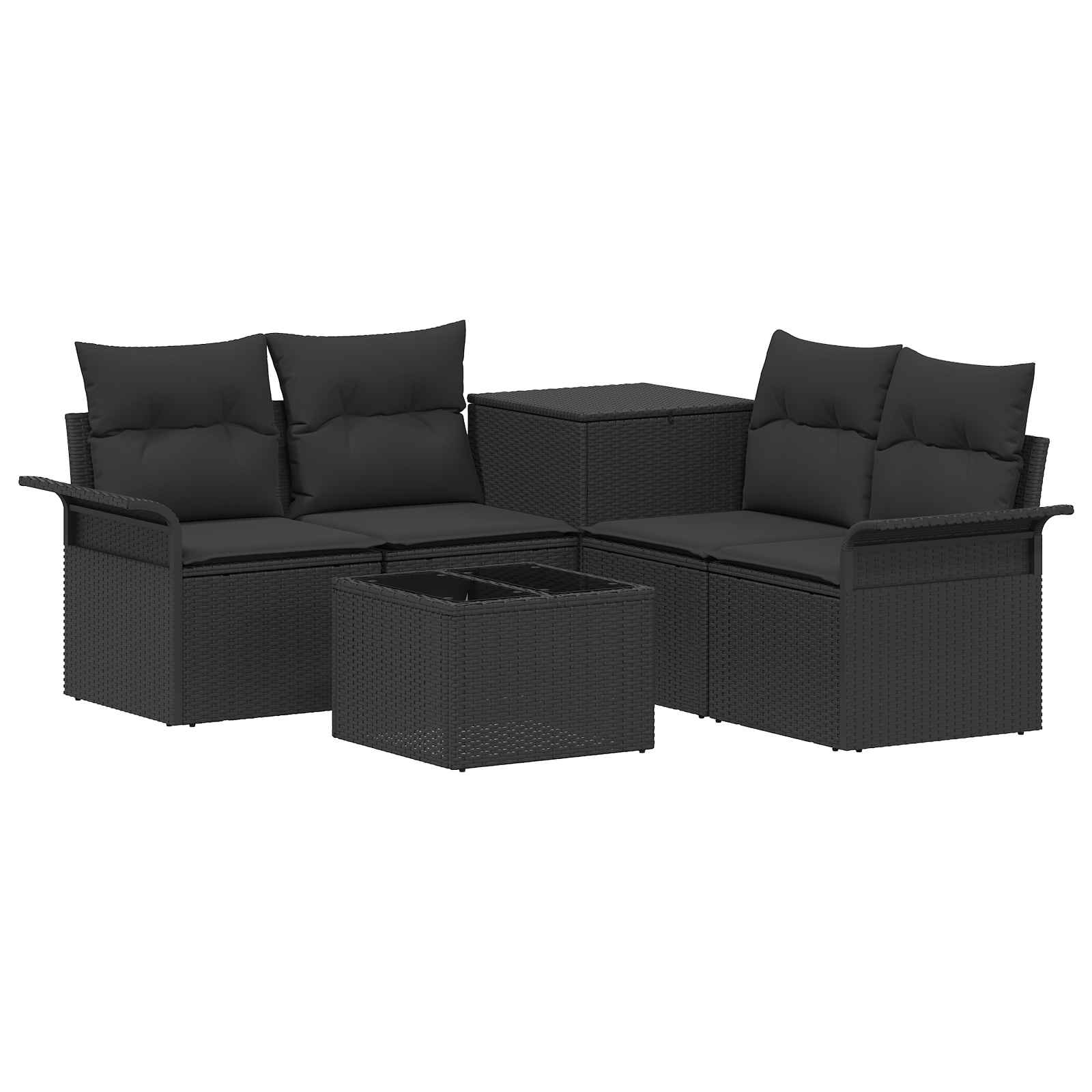 Sofa Set 6 stk. 4-Sitzanzahl Schwarz Polyrattan und Stahl