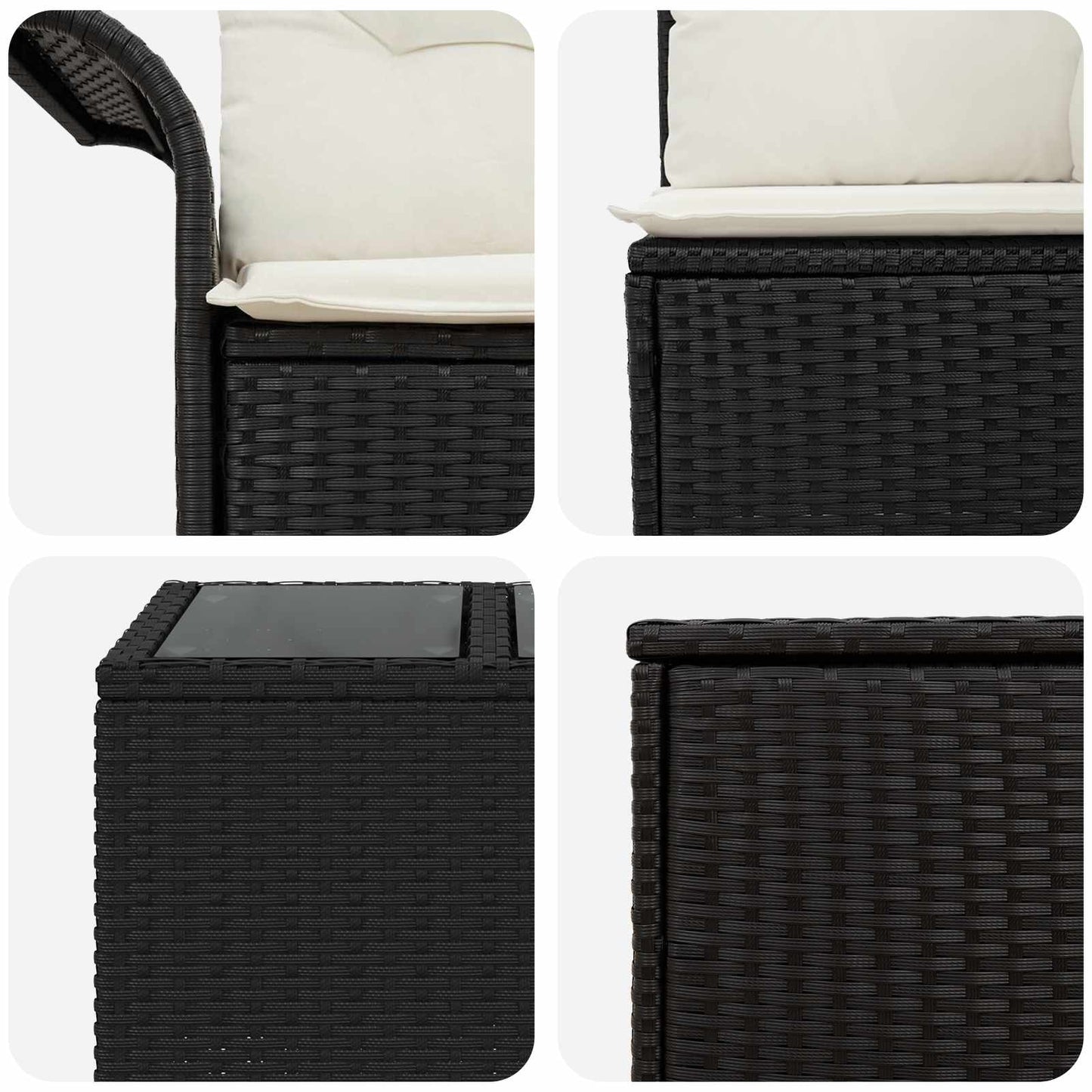 Sofa Set 6 stk. 4-Sitzanzahl Schwarz und Cremeweiß