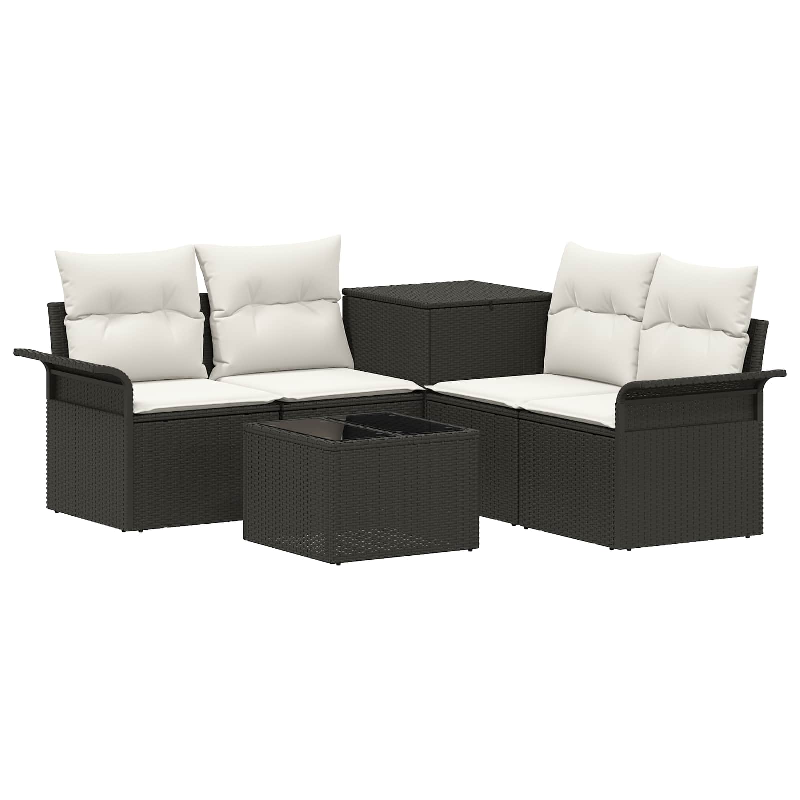 Sofa Set 6 stk. 4-Sitzanzahl Schwarz und Cremeweiß