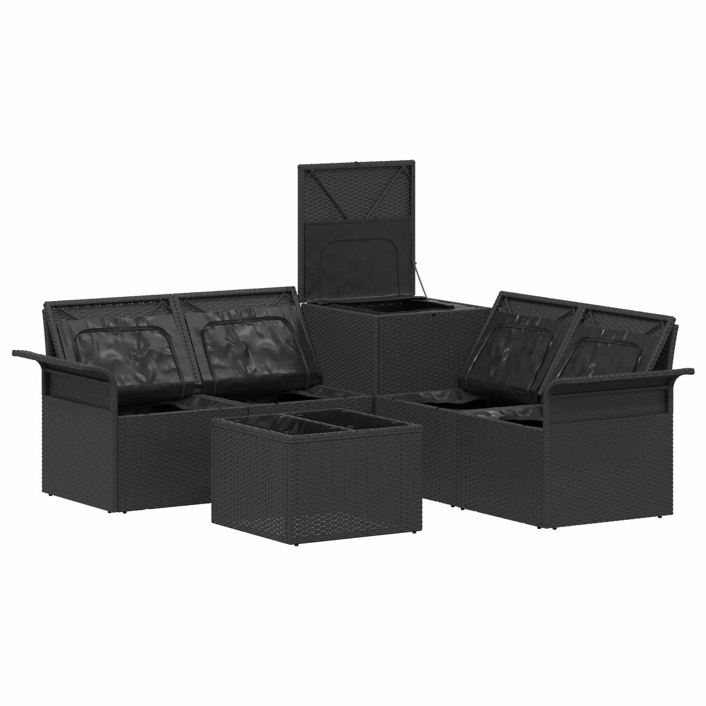 Sofa Set 6 stk. 4-Sitzanzahl Schwarz und Cremeweiß
