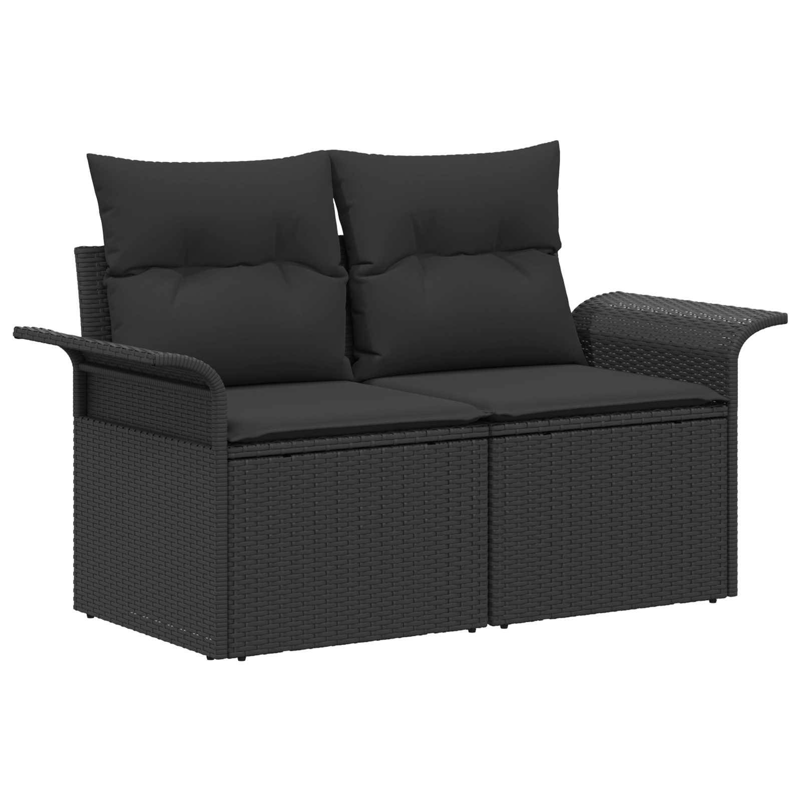 Sofa Set 6 stk. 4-Sitzanzahl Schwarz Polyrattan und Stahl