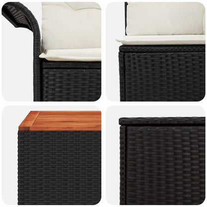 Sofa Set 6 stk. 4-Sitzer Schwarz und Cremeweiß