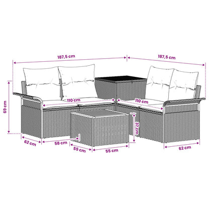 Sofa Set 6 stk. 4-Sitzer Schwarz und Cremeweiß