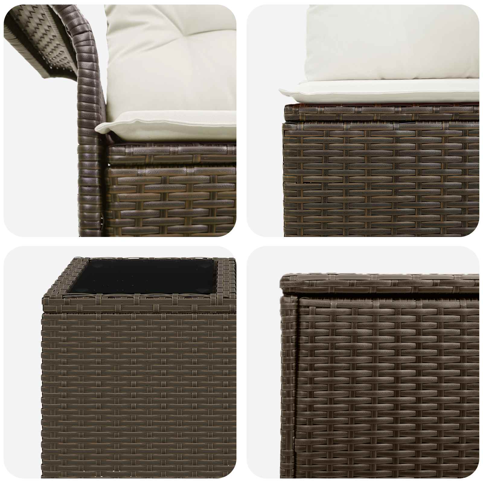 Sofa Set 6 stk. 4-Sitzanzahl Braun und Creme Weiß