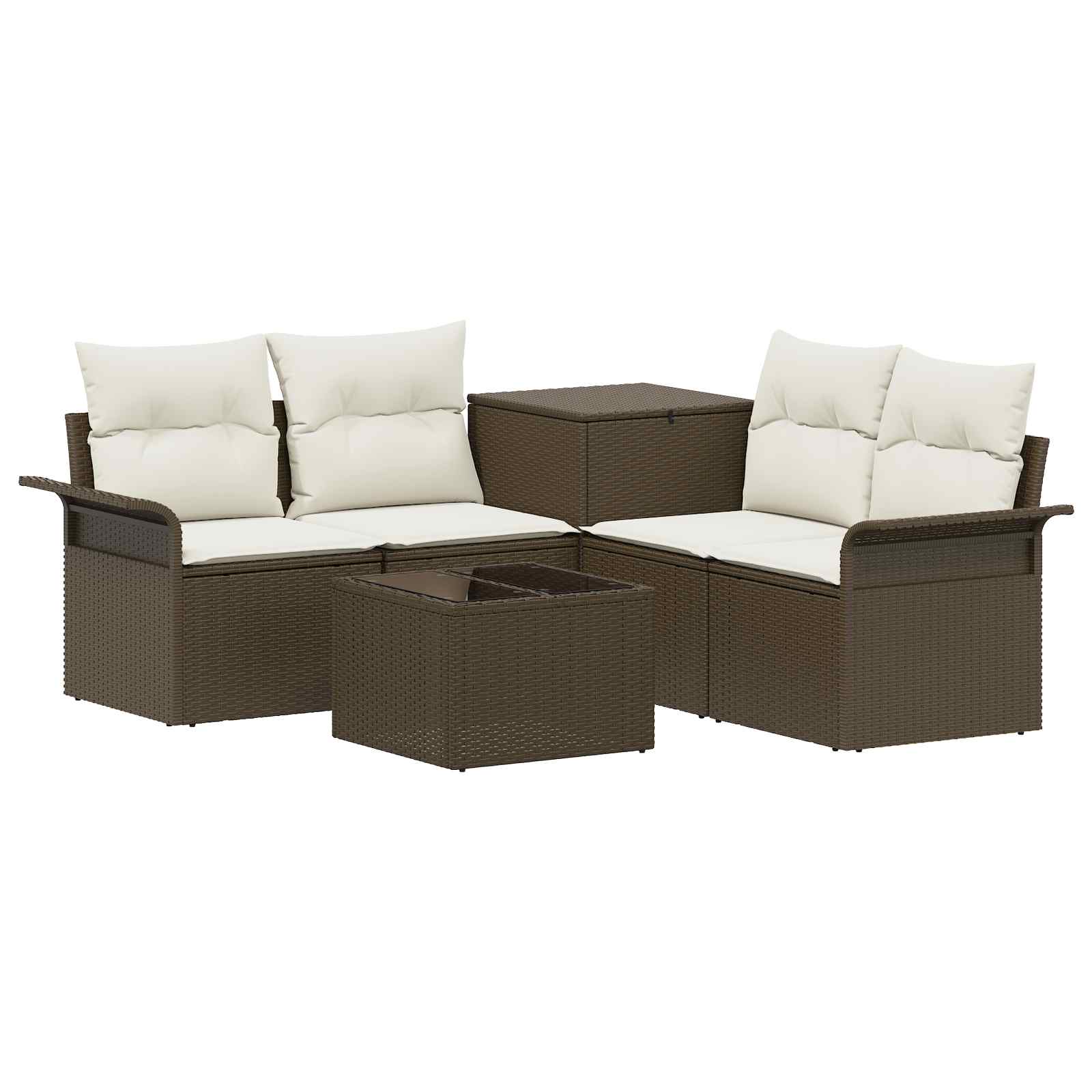 Sofa Set 6 stk. 4-Sitzanzahl Braun und Creme Weiß
