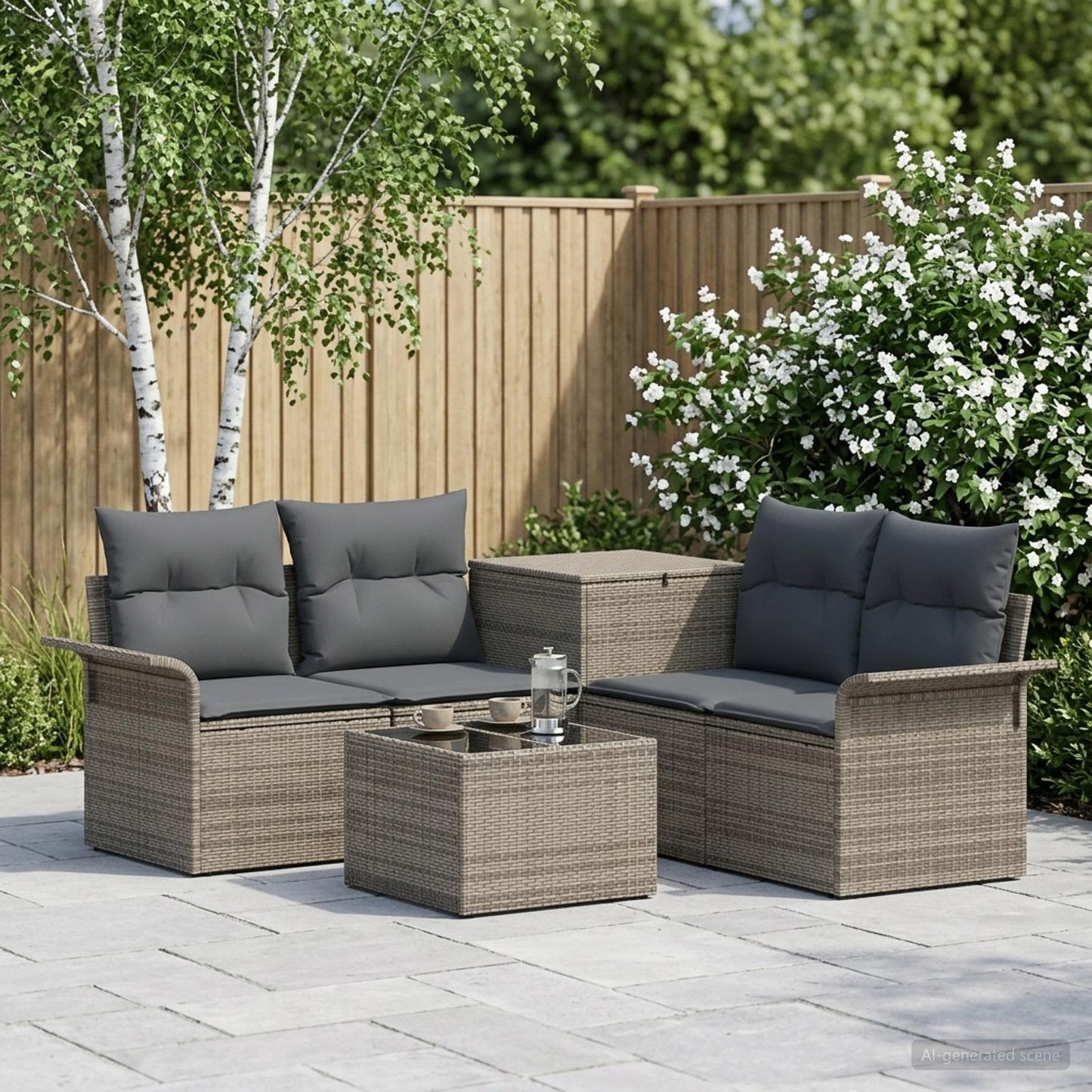 Sofa Set 6 stk. 4-Sitzanzahl Grau und Dunkelgrau