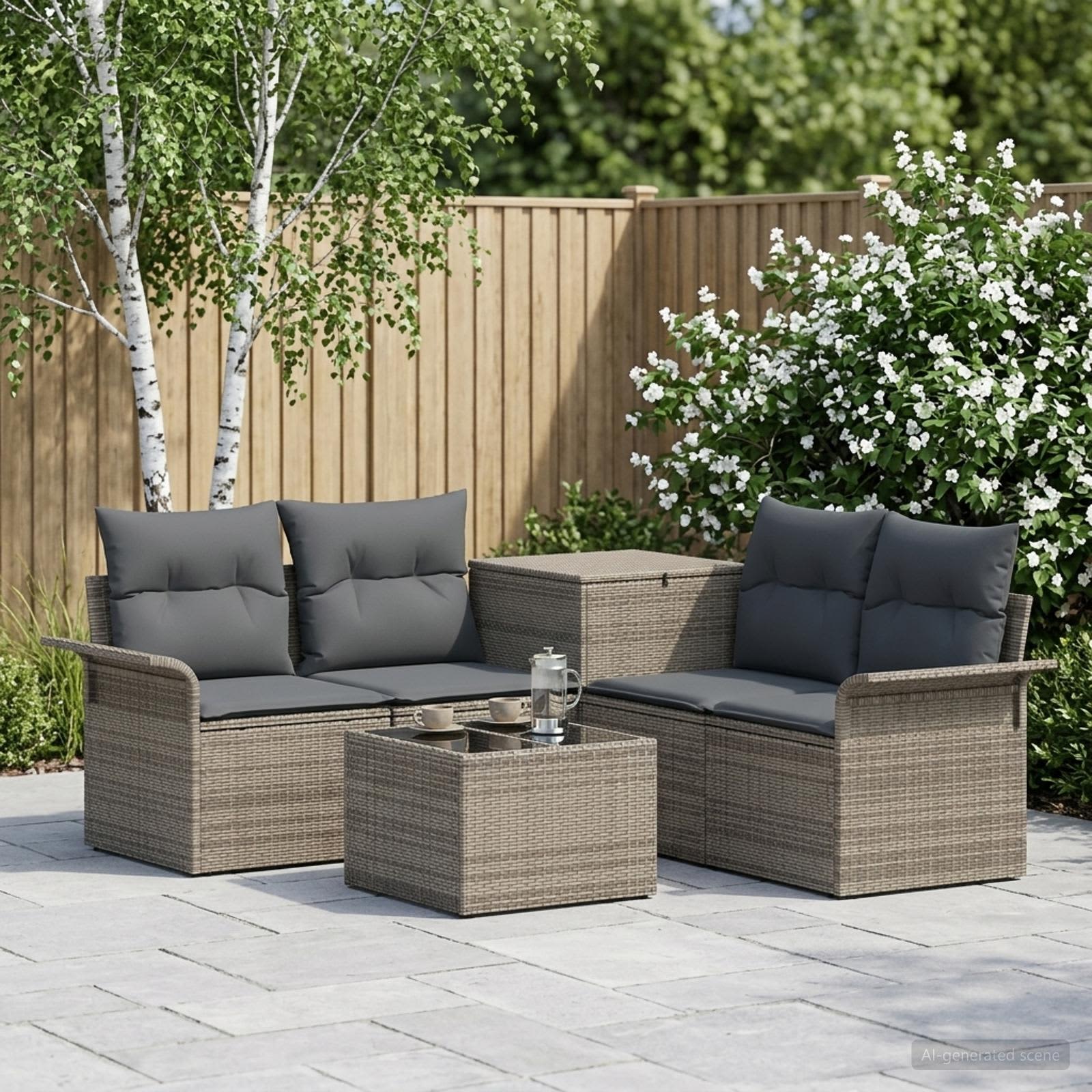 Sofa Set 6 stk. 4-Sitzanzahl Grau und Dunkelgrau