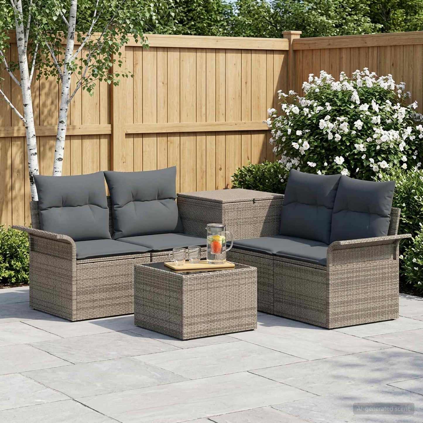 Sofa Set 6 stk. 4-Sitzanzahl Grau und Dunkelgrau