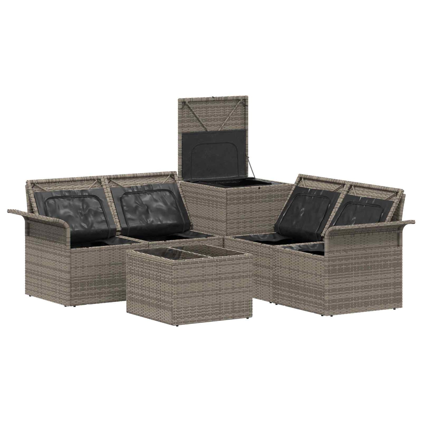 Sofa Set 6 stk. 4-Sitzanzahl Grau und Dunkelgrau
