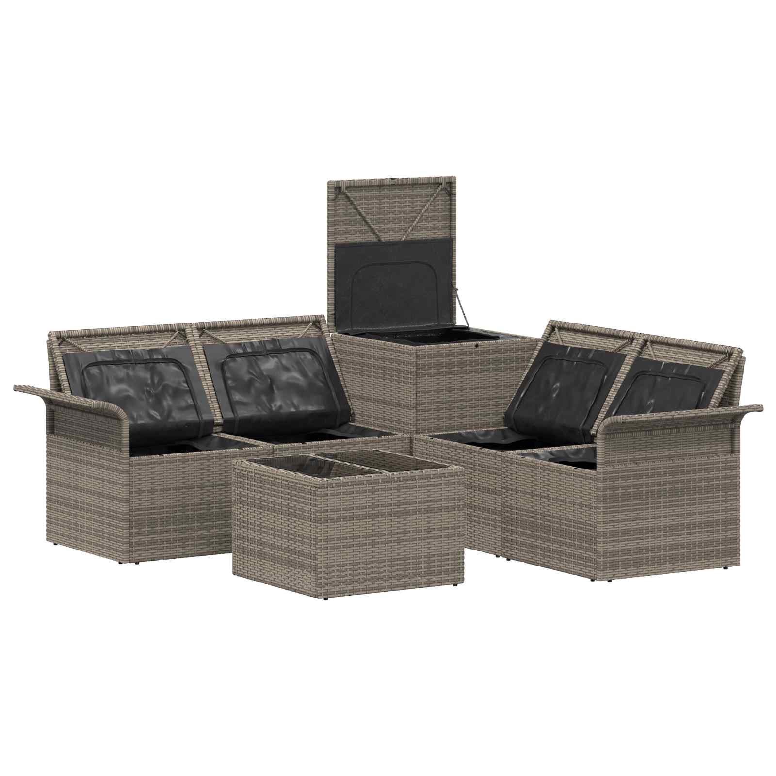 Sofa Set 6 stk. 4-Sitzanzahl Grau und Dunkelgrau