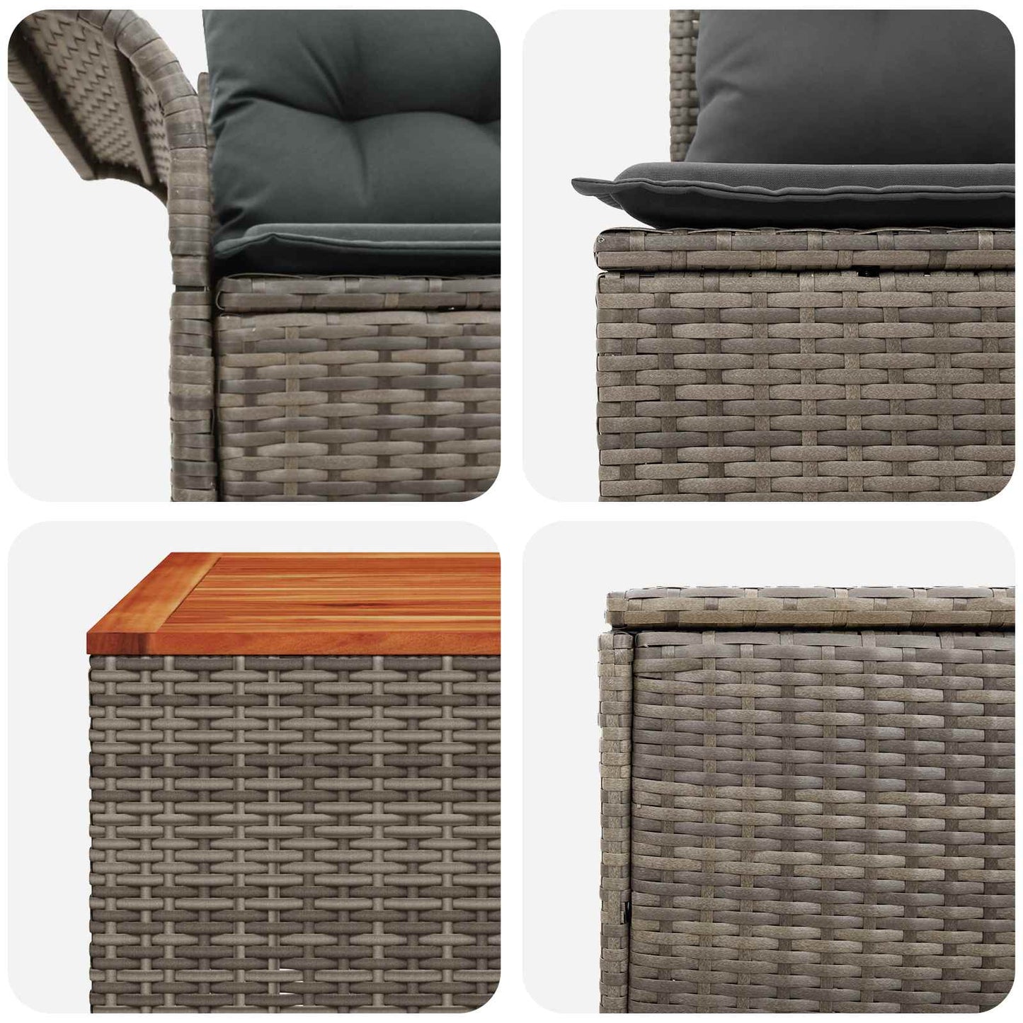 Sofa Set 6 stk. 4-Sitzanzahl Grau und Dunkelgrau