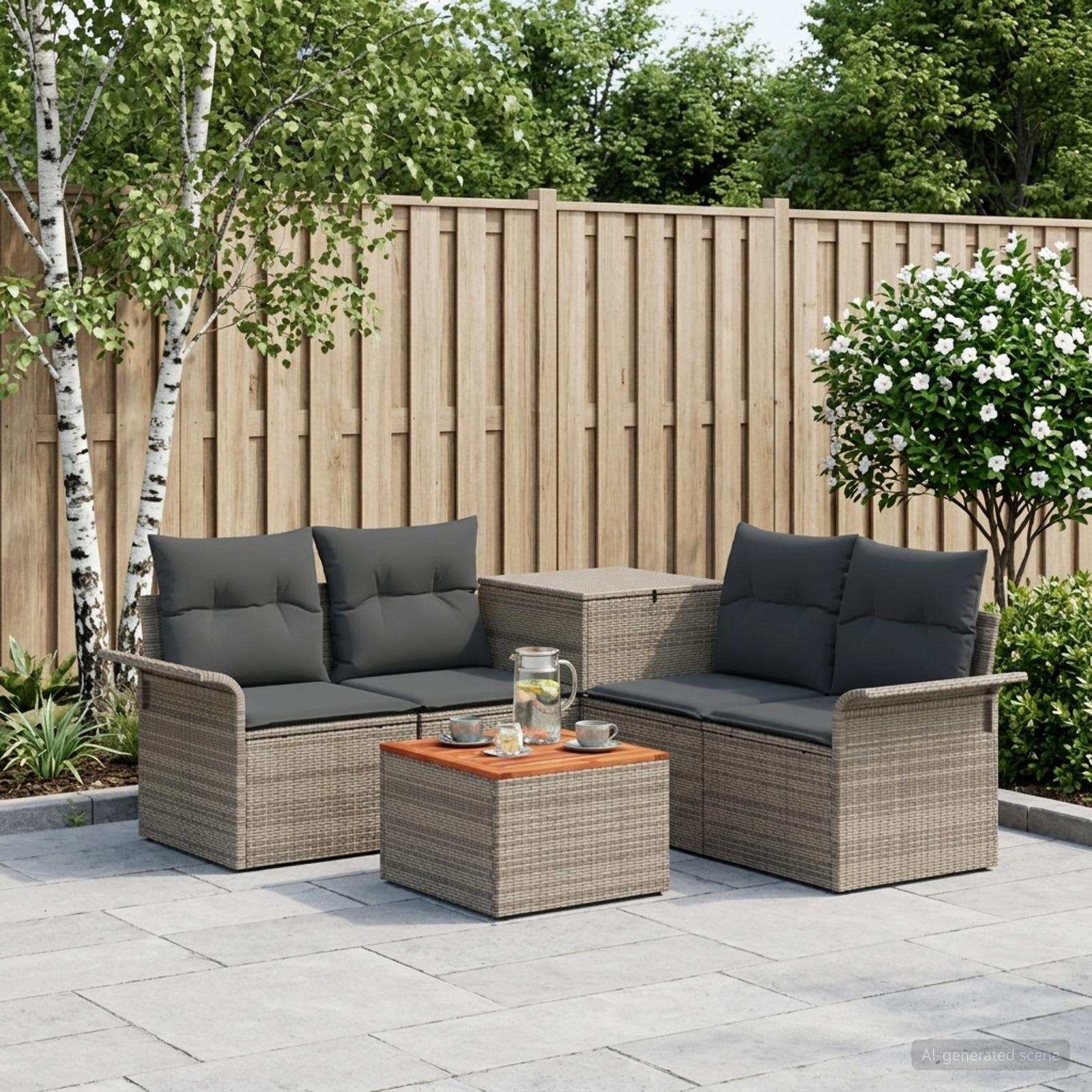 Sofa Set 6 stk. 4-Sitzanzahl Grau und Dunkelgrau