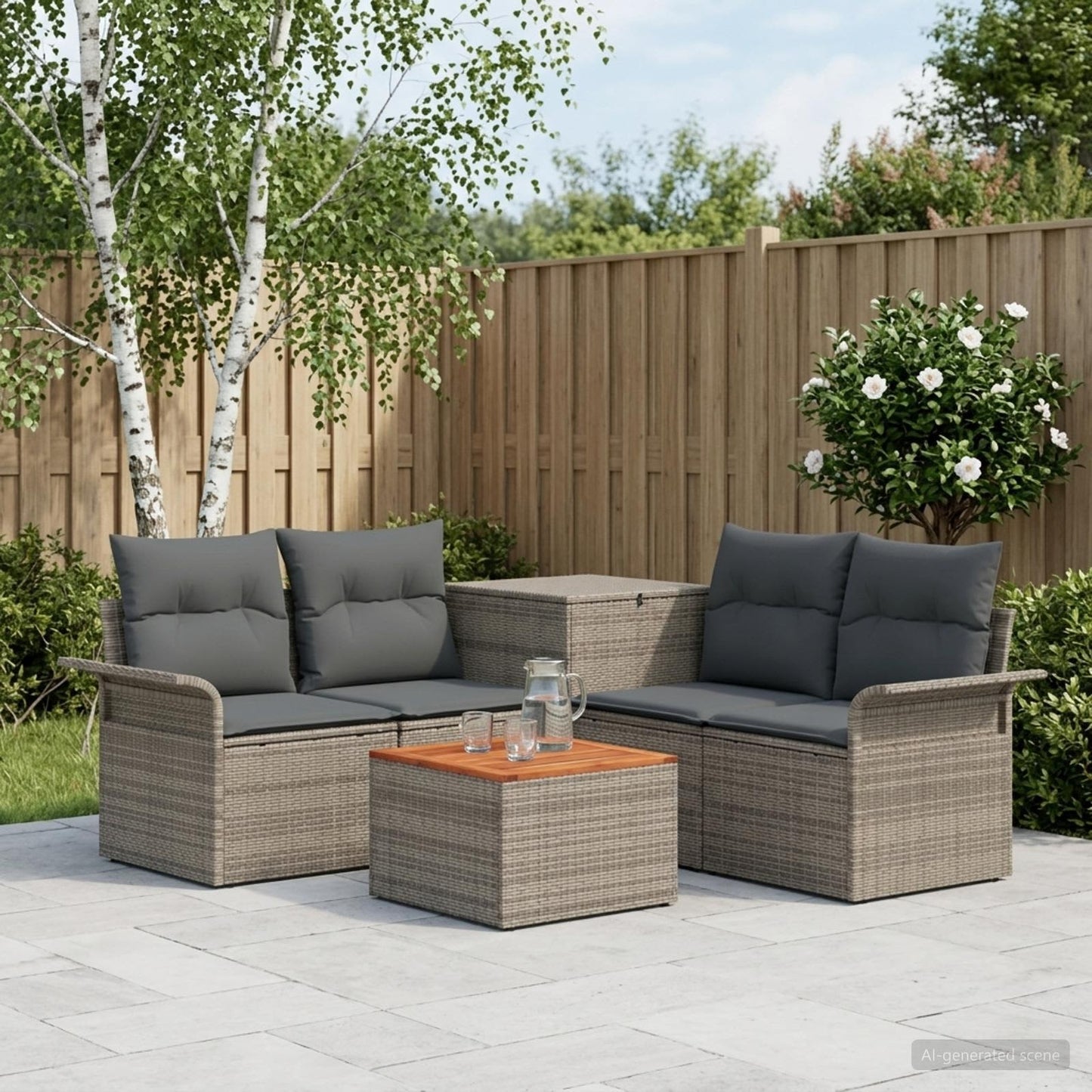 Sofa Set 6 pcs 4-Sitzanzahl Grau und Dunkelgrau