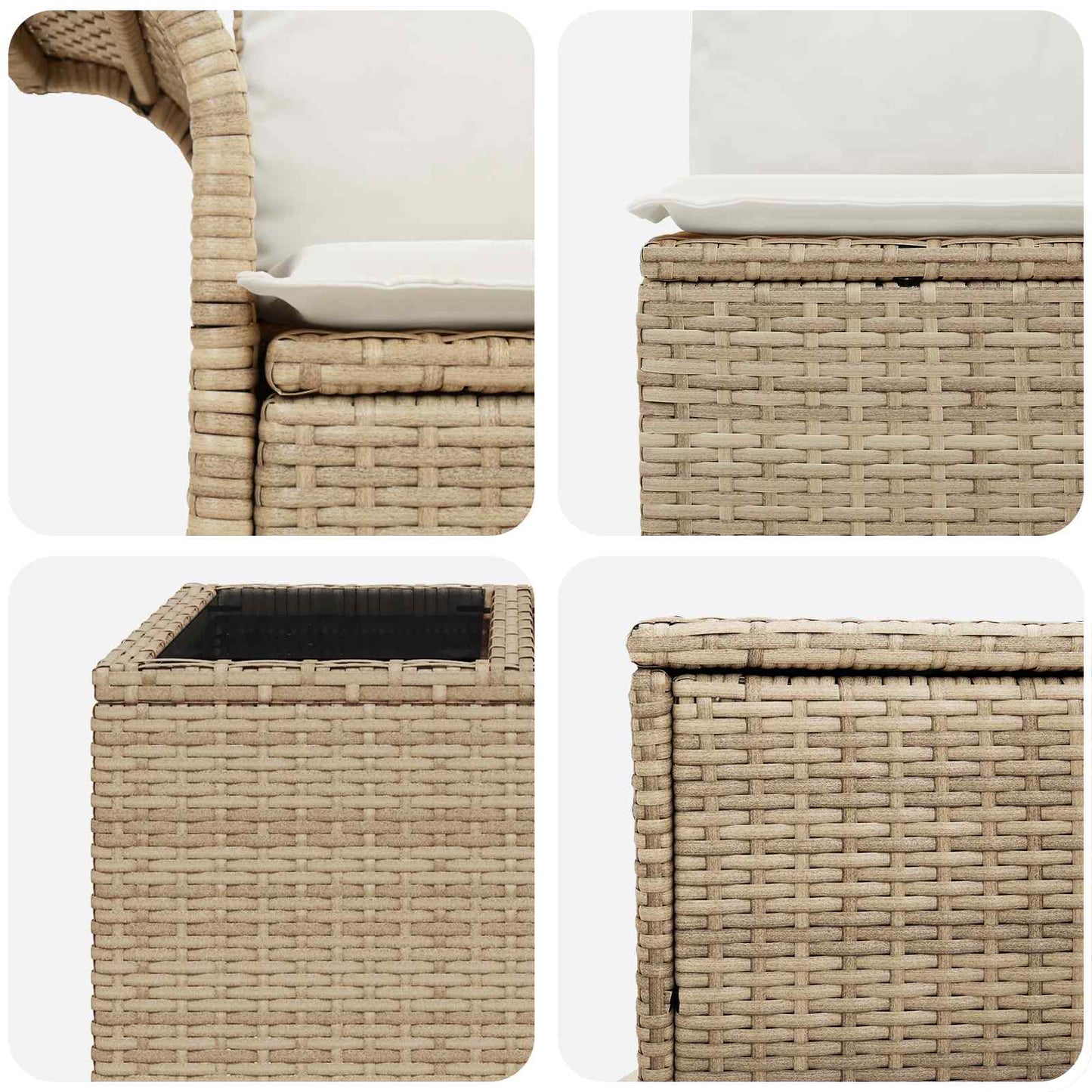 Sofa Set 6 stk. 4-Sitzanzahl Beige und Cremeweiß