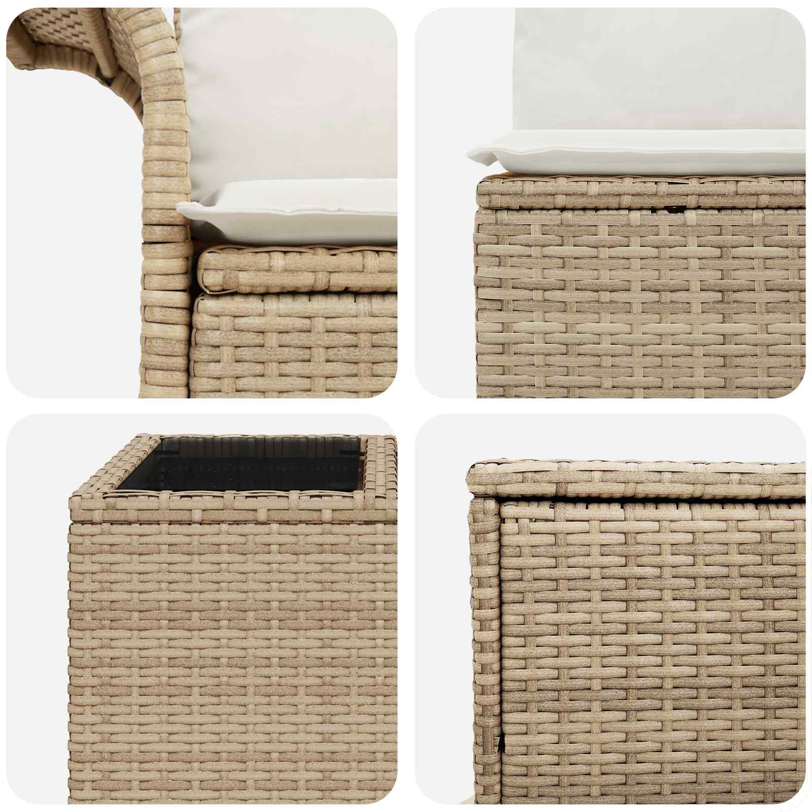 Sofa Set 6 stk. 4-Sitzanzahl Beige und Cremeweiß