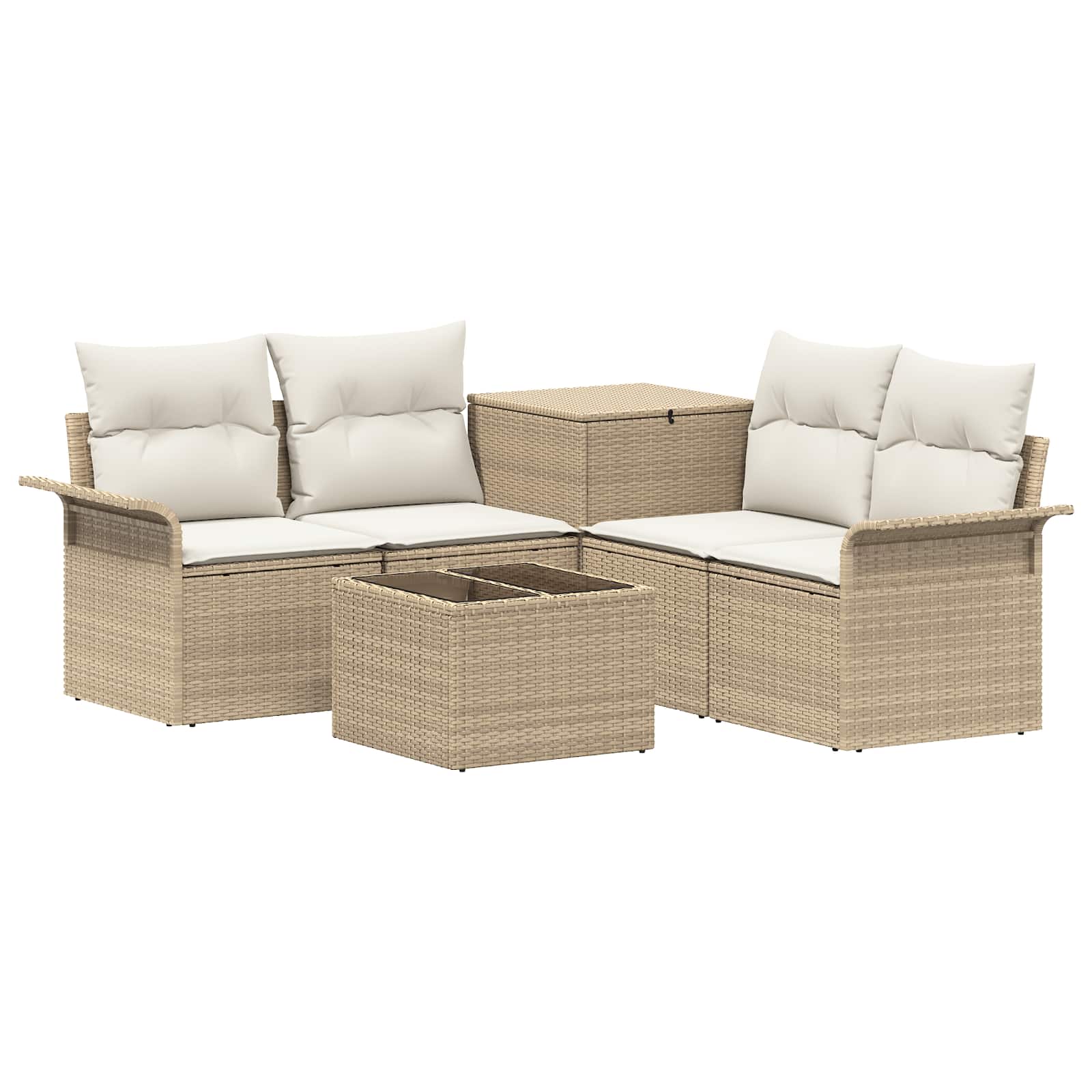 Sofa Set 6 stk. 4-Sitzanzahl Beige und Cremeweiß