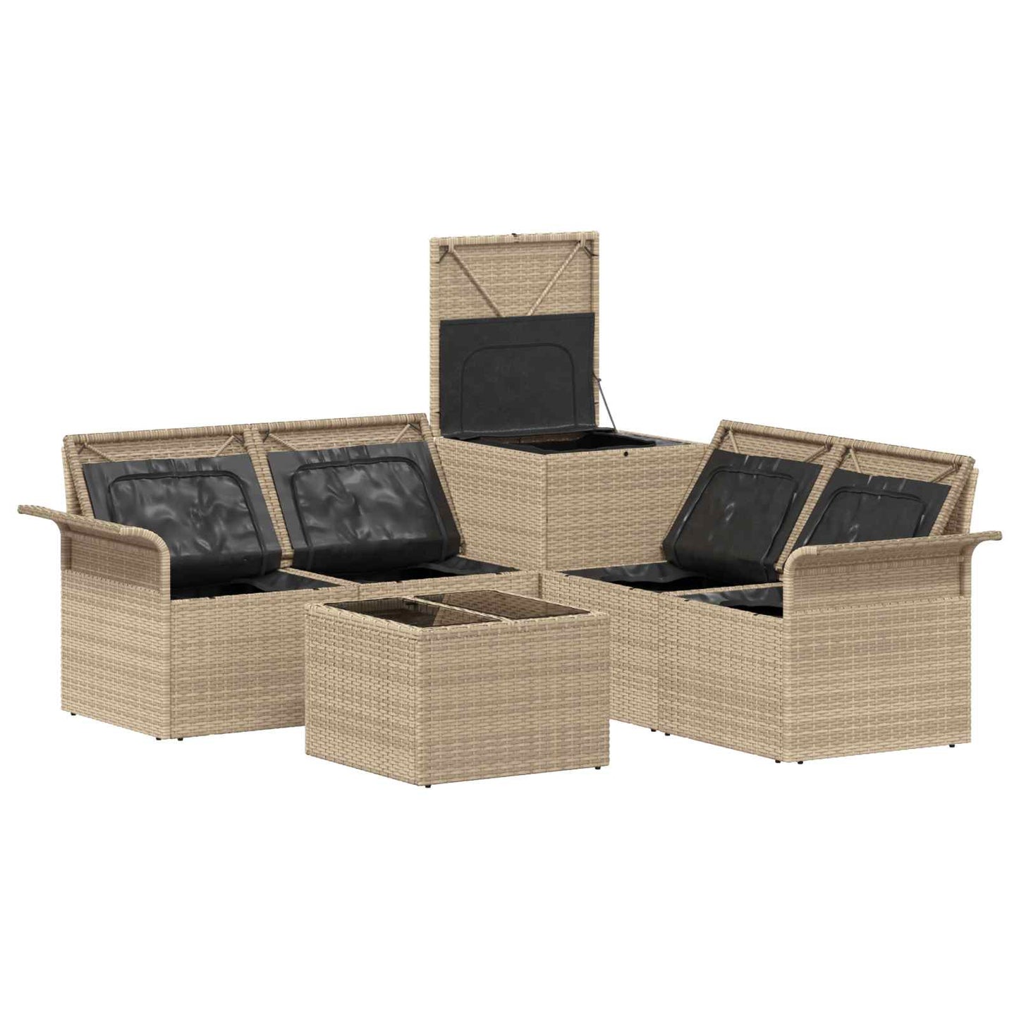 Sofa Set 6 stk. 4-Sitzanzahl Beige und Cremeweiß
