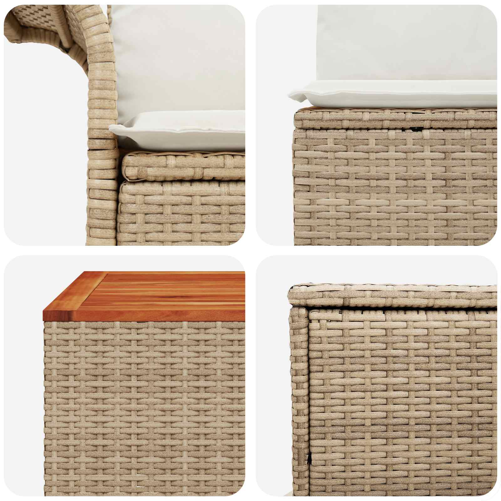 Sofa Set 6 stk. 4-Sitzanzahl Beige und Cremeweiß