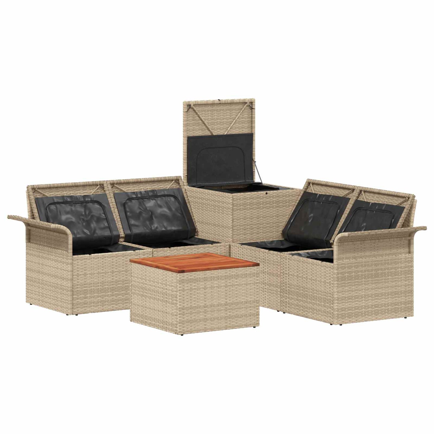 Sofa Set 6 stk. 4-Sitzanzahl Beige und Cremeweiß