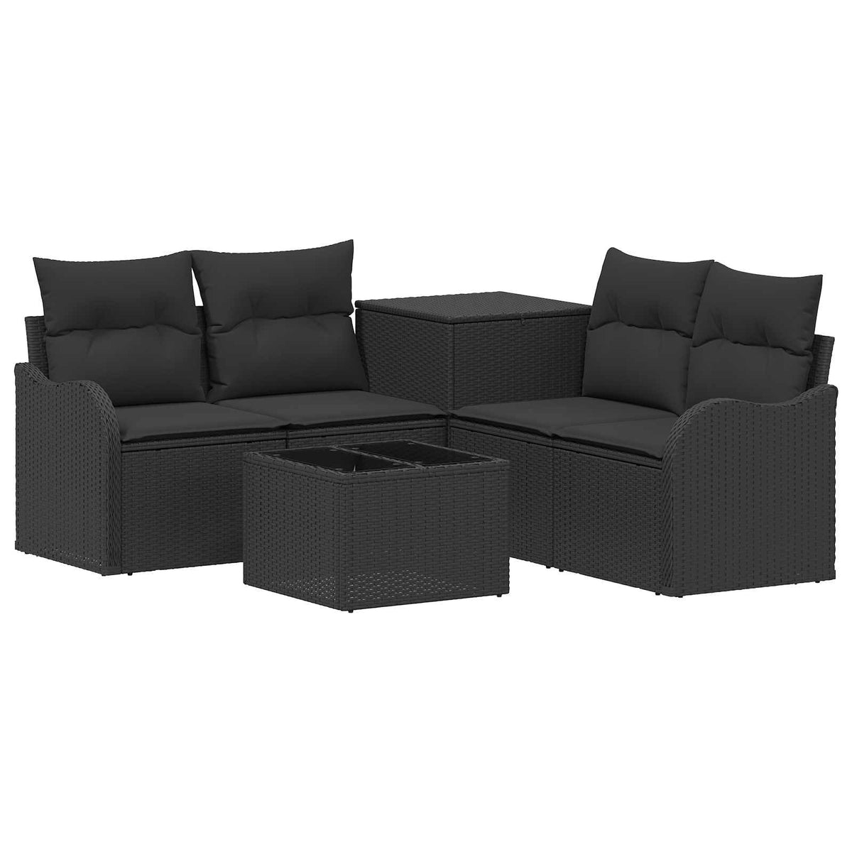 Sofa Set 6 stk. Schwarz 55 x 55 x 37 cm Polyrattan und Stahl