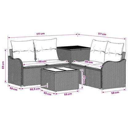 Sofa Set 6 stk. Schwarz und Cremeweiß 55 x 55 x 37 cm