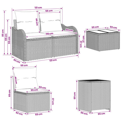 Sofa Set 6 stk. Schwarz und Cremeweiß 55 x 55 x 37 cm