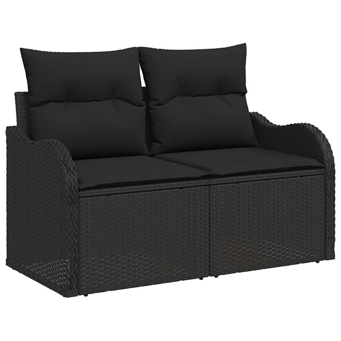 Sofa Set 6 stk. Schwarz Polyrattan und Stahl