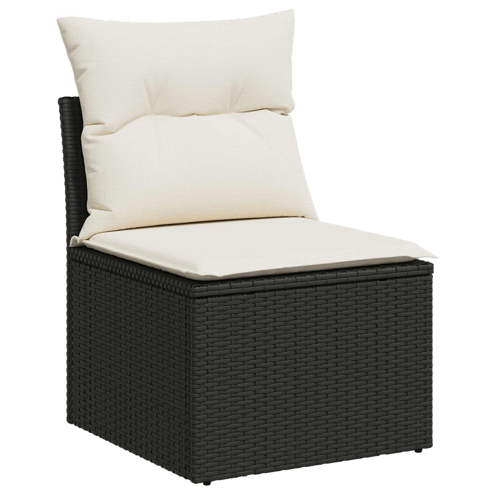 Sofa Set 6 stk. Schwarz und Cremeweiß Polyrattan und Stahl