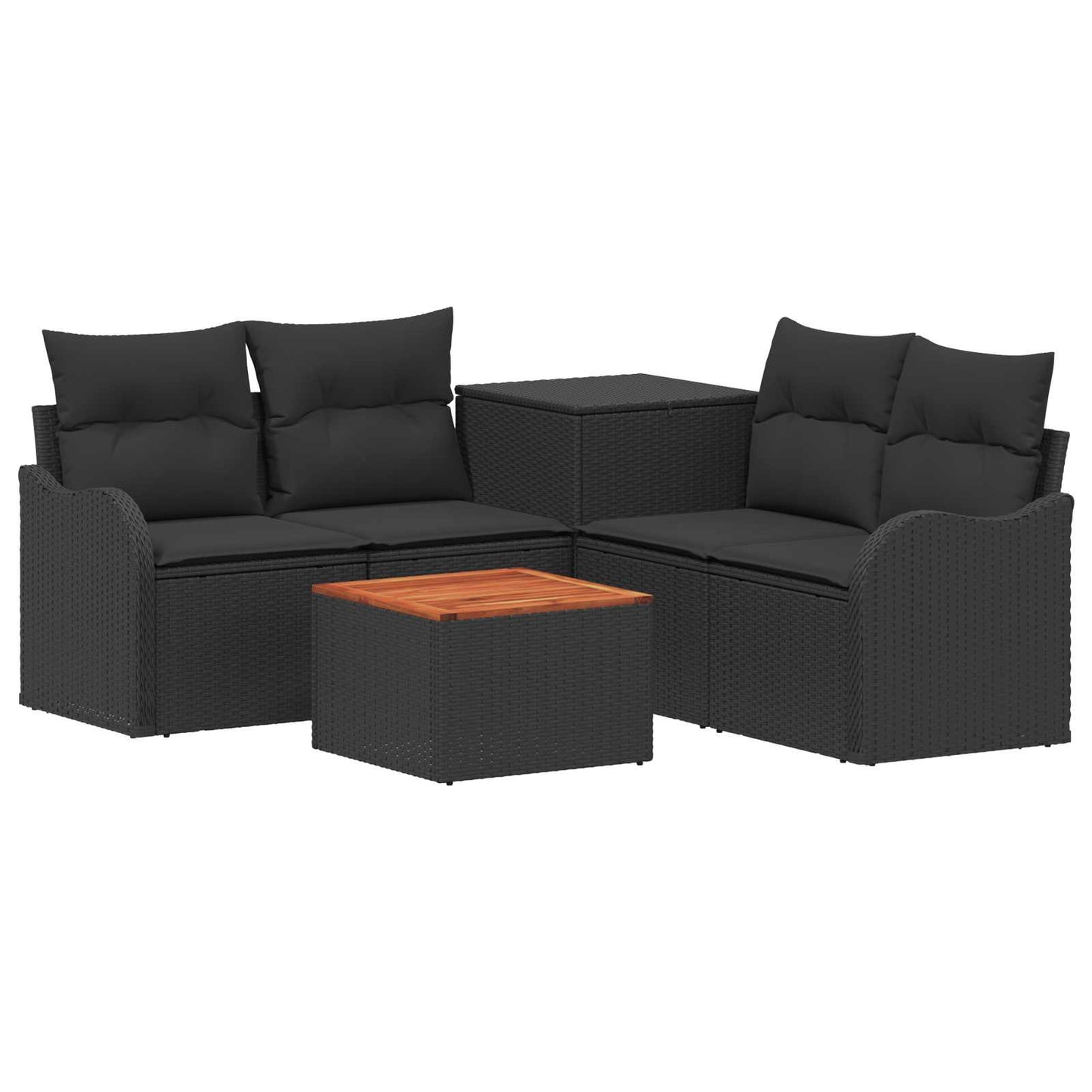Sofa Set 6 stk. Schwarz Polyrattan und Stahl