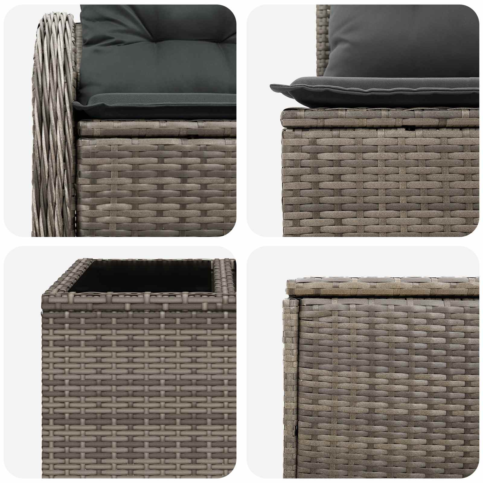 Sofa Set 6 stk. Grau und Dunkelgrau Polyrattan und Stahl