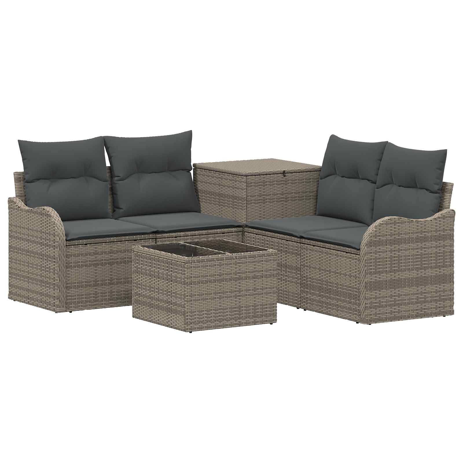 Sofa Set 6 stk. Grau und Dunkelgrau Polyrattan und Stahl