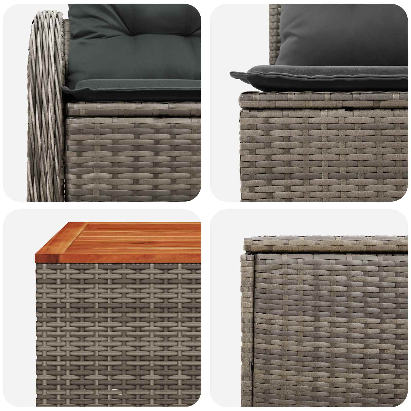 Sofa Set 6 stk. Grau und Dunkelgrau Polyrattan und Stahl