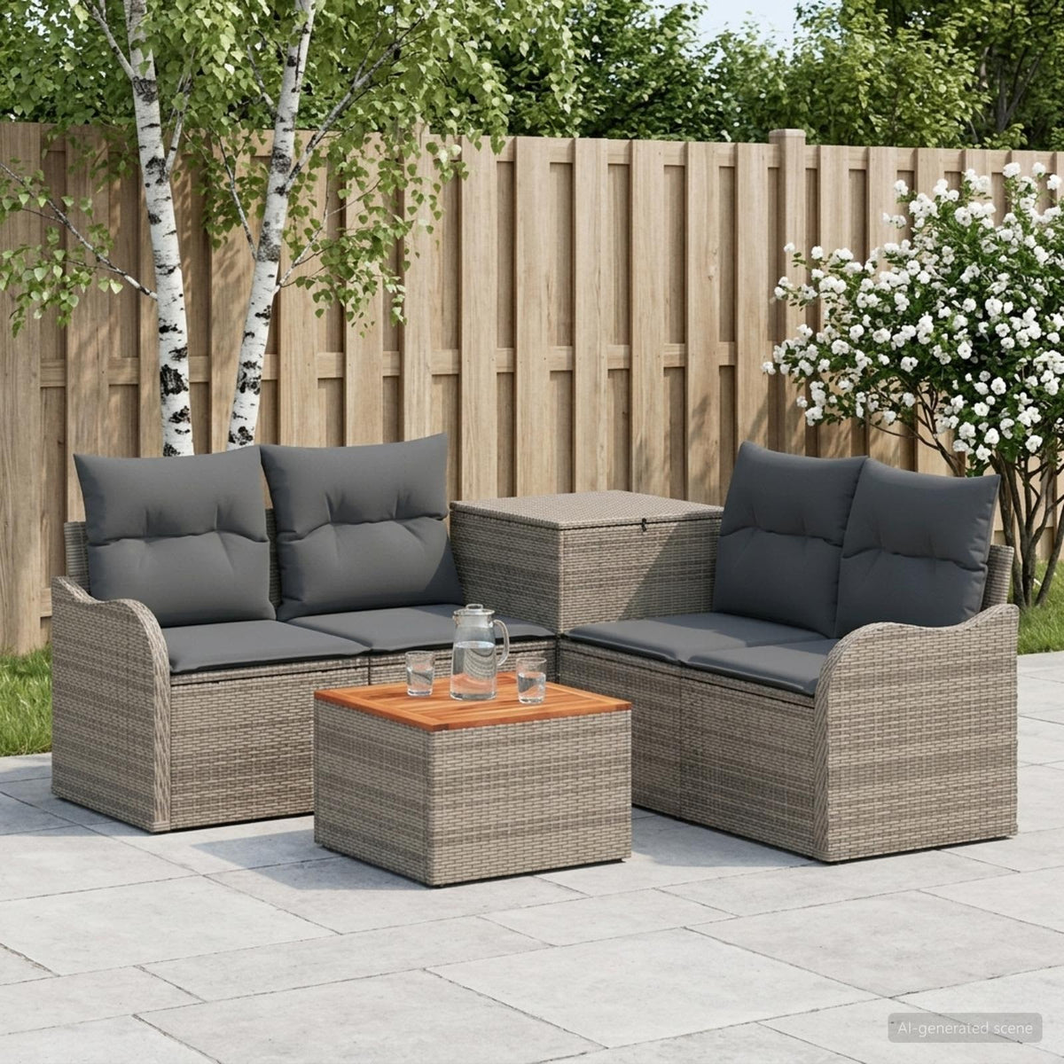 Sofa Set 6 stk. Grau und Dunkelgrau 55 x 55 x 37 cm