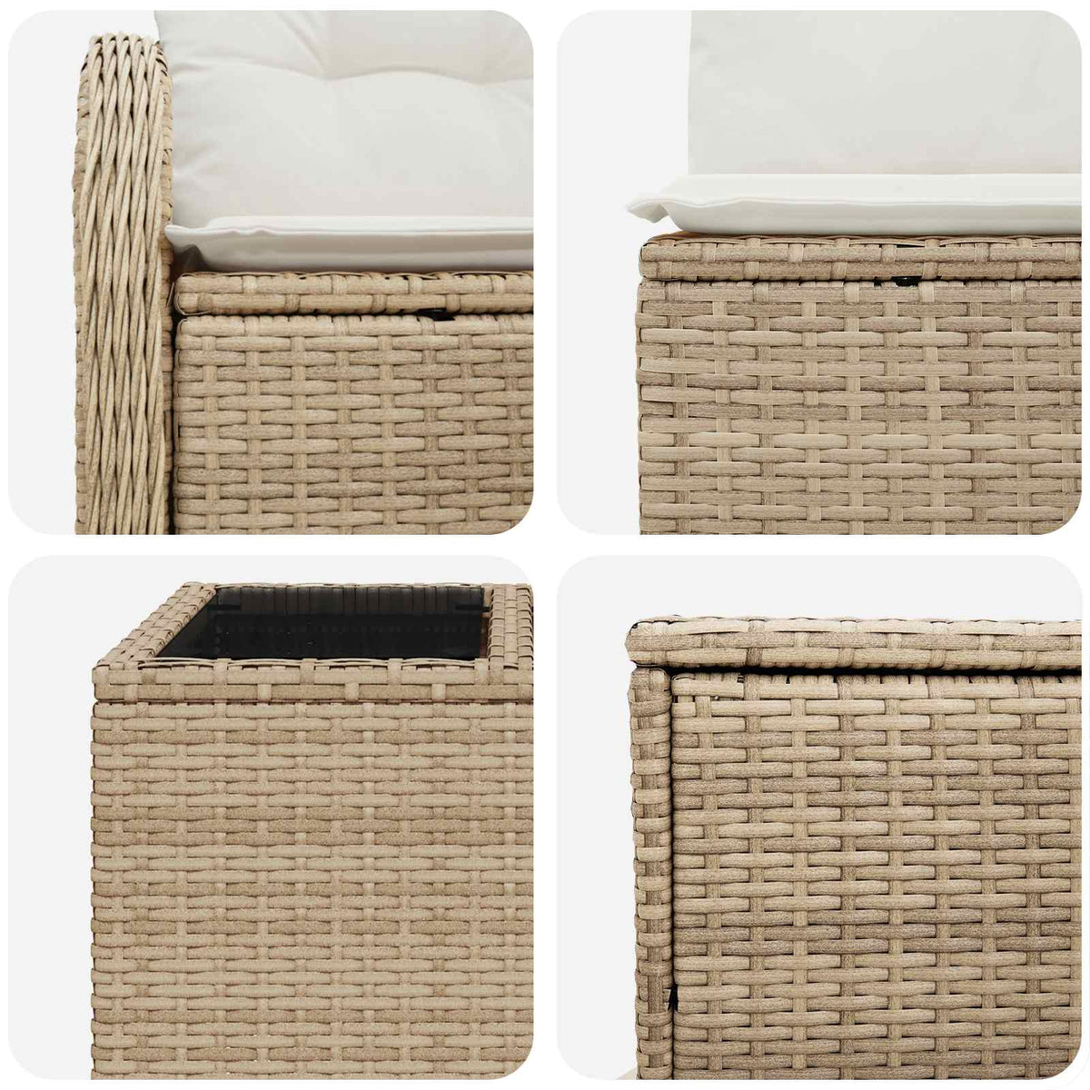Sofa Set 6 stk. Beige und Cremeweiß 55 x 55 x 37 cm