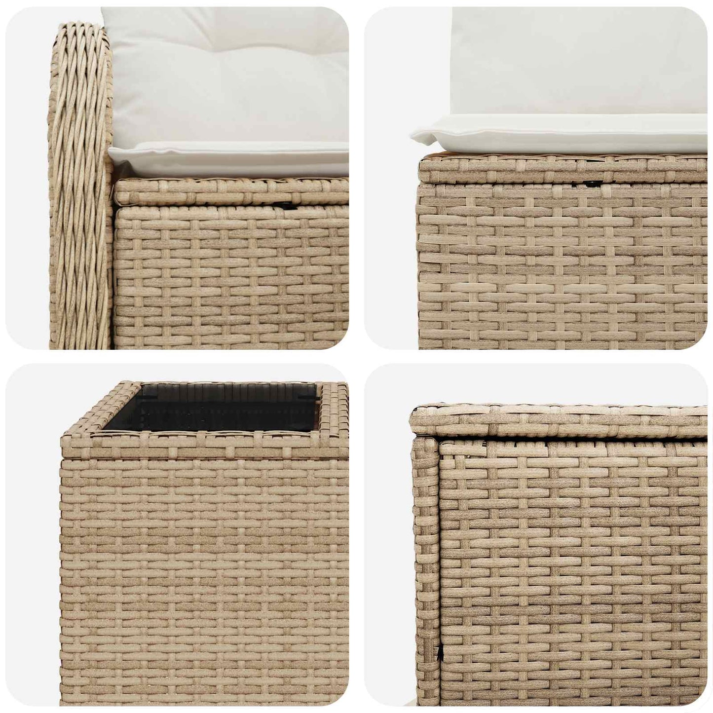 Sofa Set 6 stk. Beige und Cremeweiß Polyrattan und Stahl