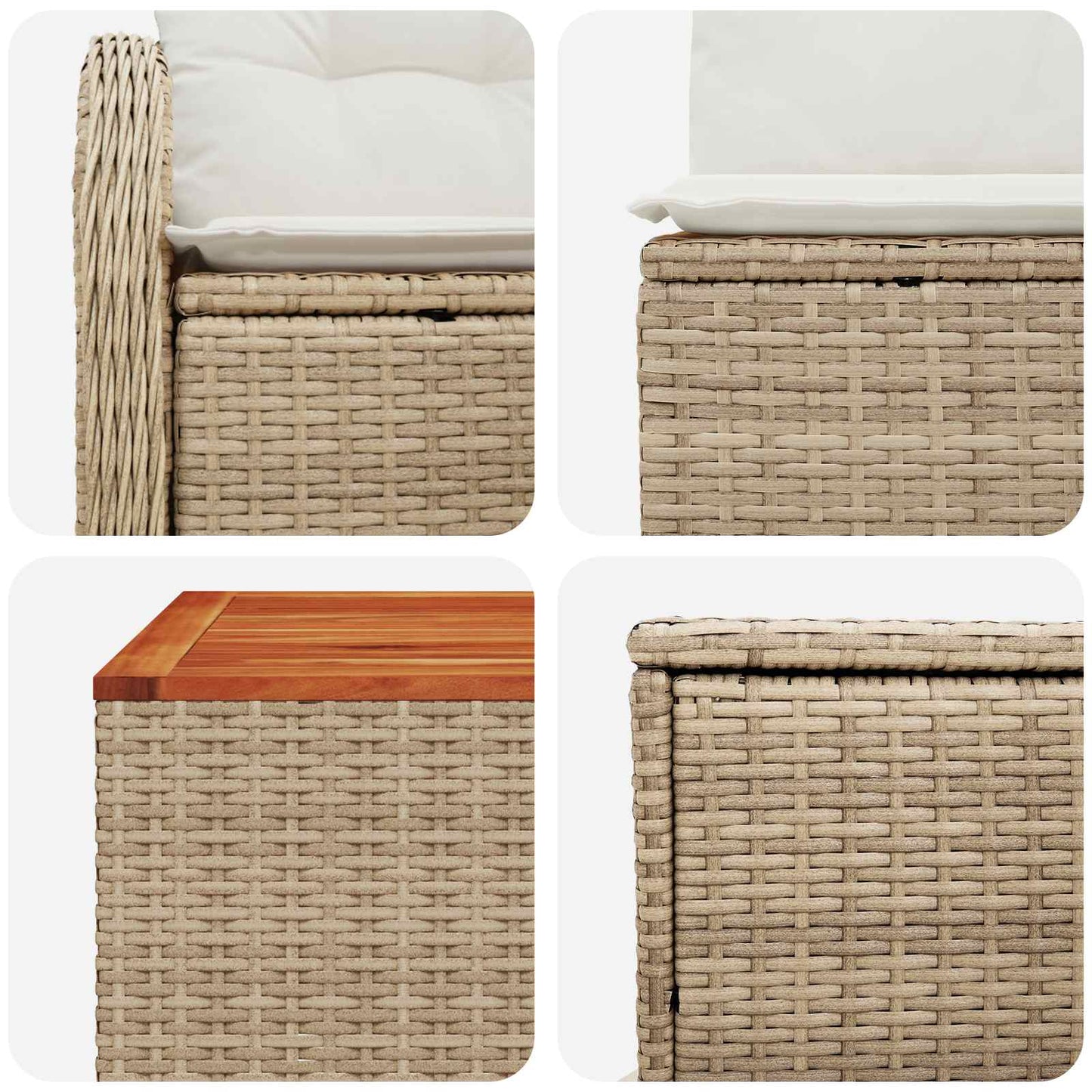 Sofa Set 6 stk. Beige und Cremeweiß Polyrattan und Stahl