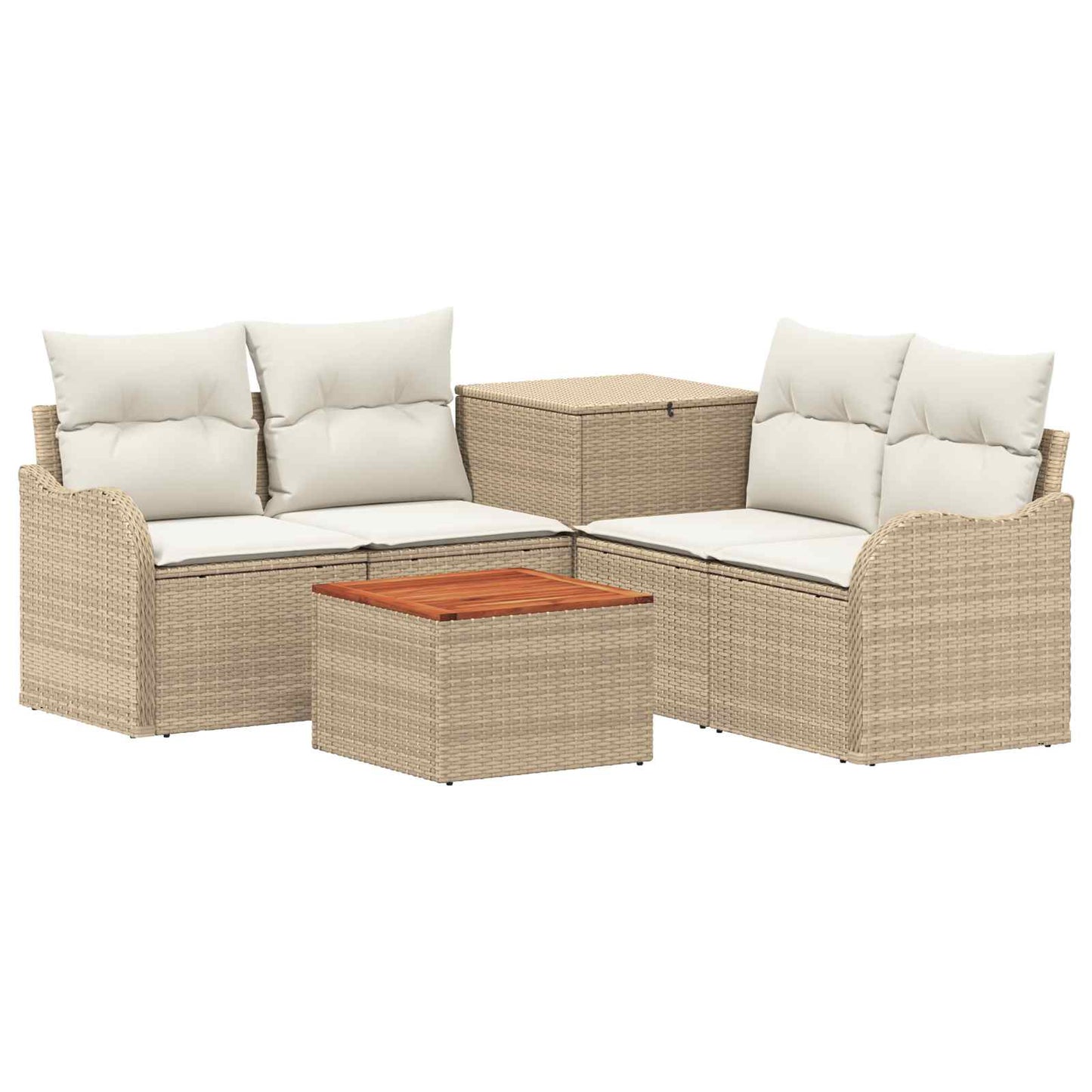 Sofa Set 6 stk. Beige und Cremeweiß Polyrattan und Stahl