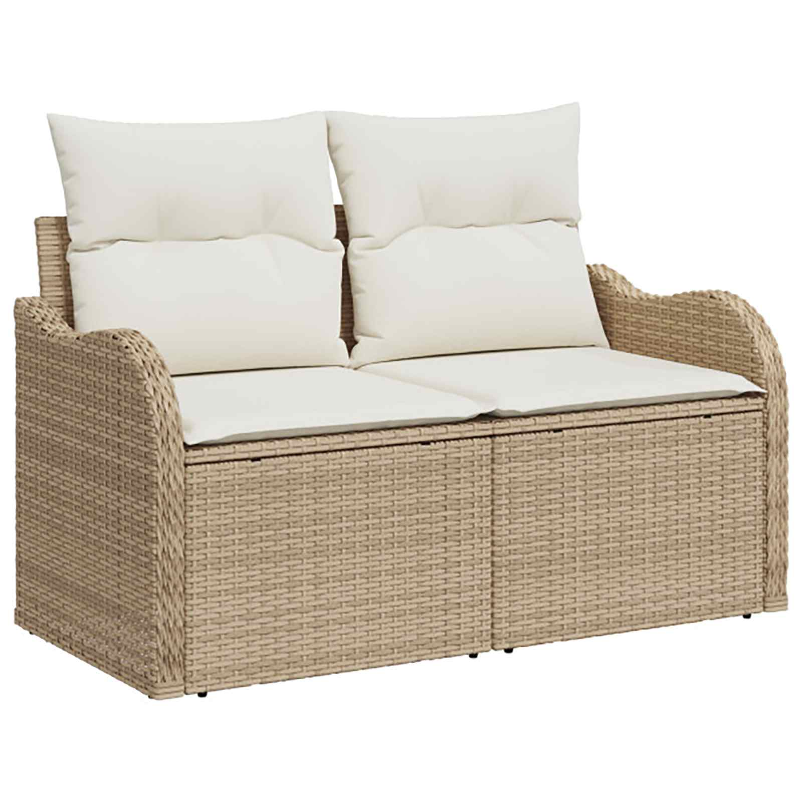 Sofa Set 6 stk. Beige und Cremeweiß Polyrattan und Stahl