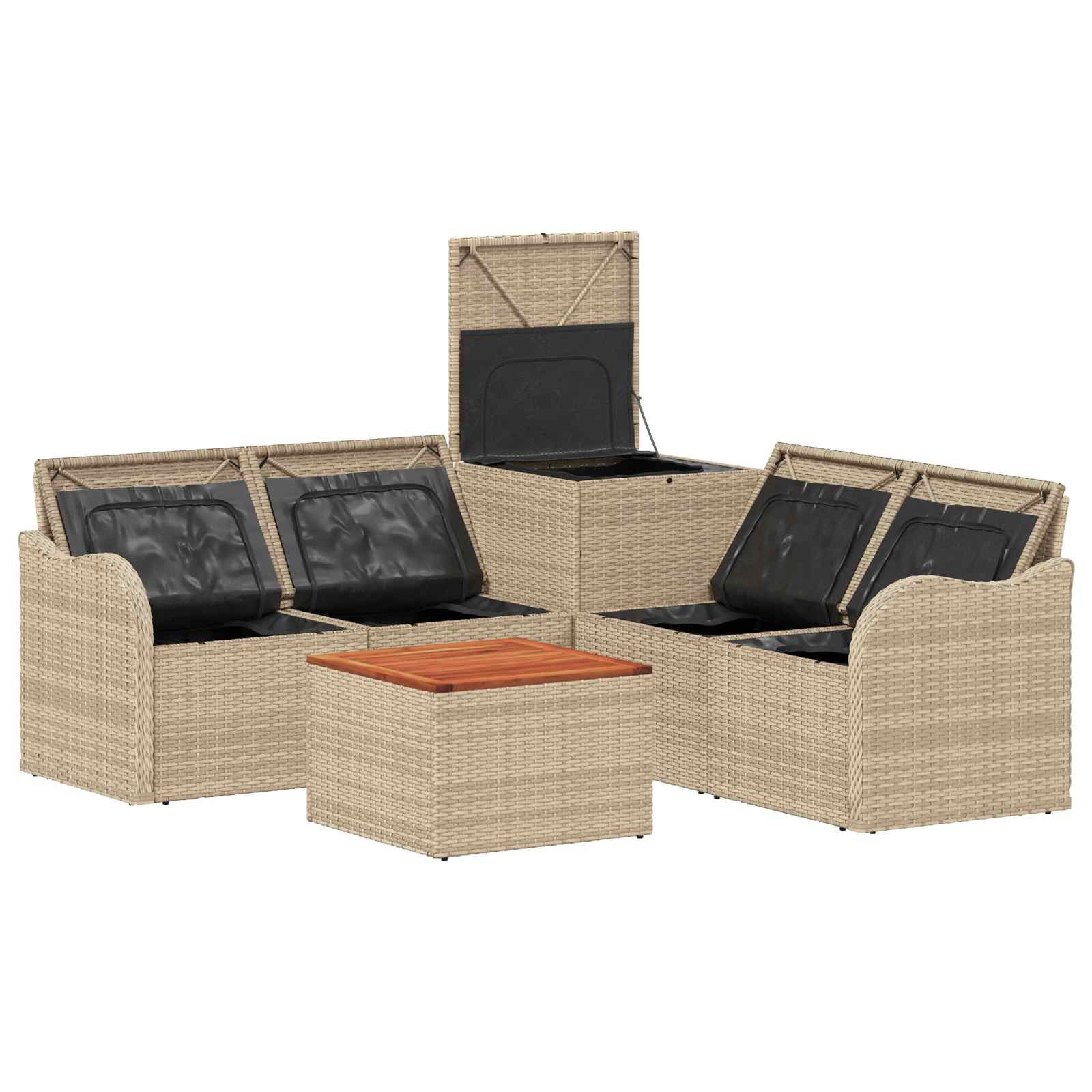 Sofa Set 6 stk. Beige und Cremeweiß Polyrattan und Stahl