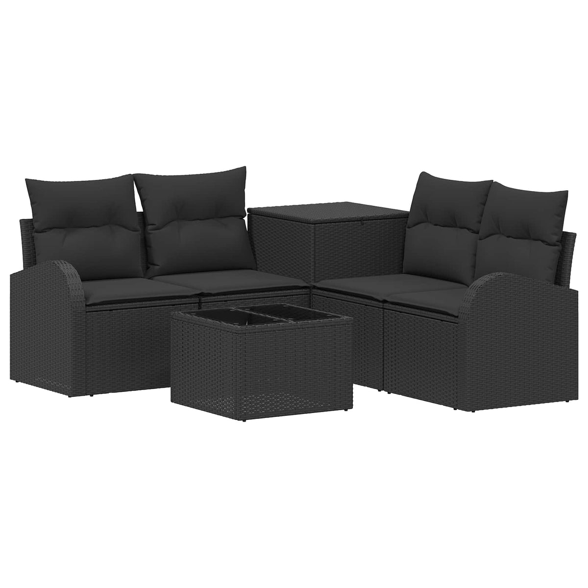 Sofa Set 6 stk. Schwarz 55 x 55 x 37 cm Polyrattan und Stahl