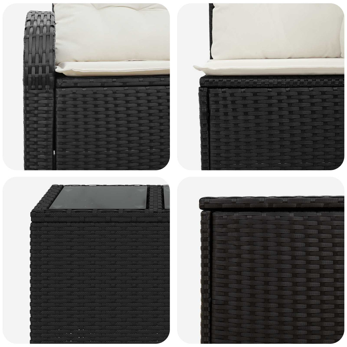 Sofa Set 6 stk. Schwarz und Cremeweiß 55 x 55 x 37 cm